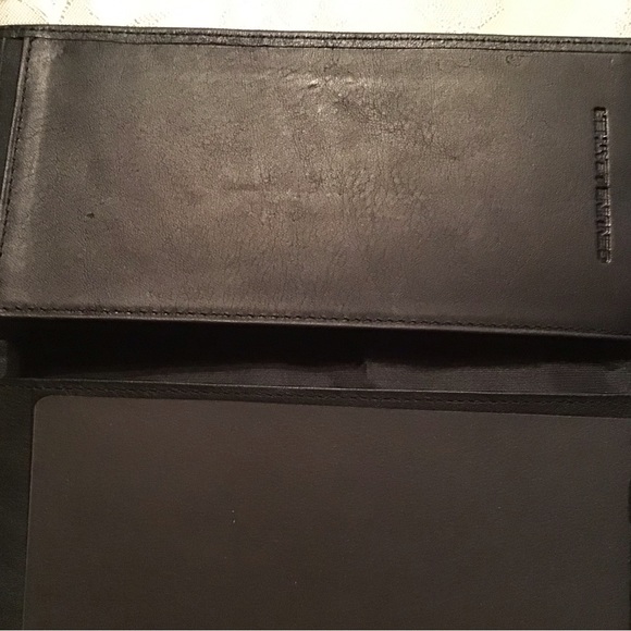 Leather check book holder bifold new black - Picture 4 of 8